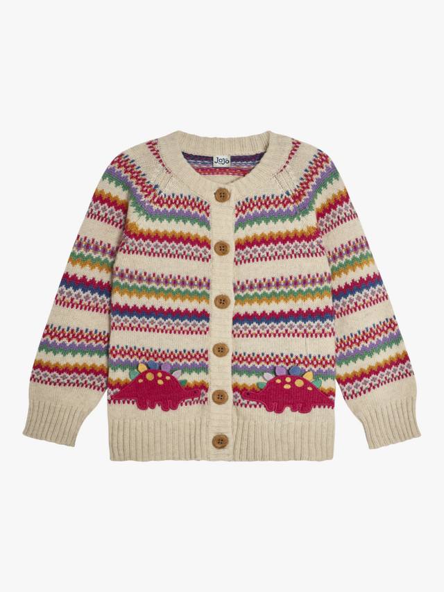 

Детский кардиган с динозавром fair isle JoJo Maman Bébé, кремовый