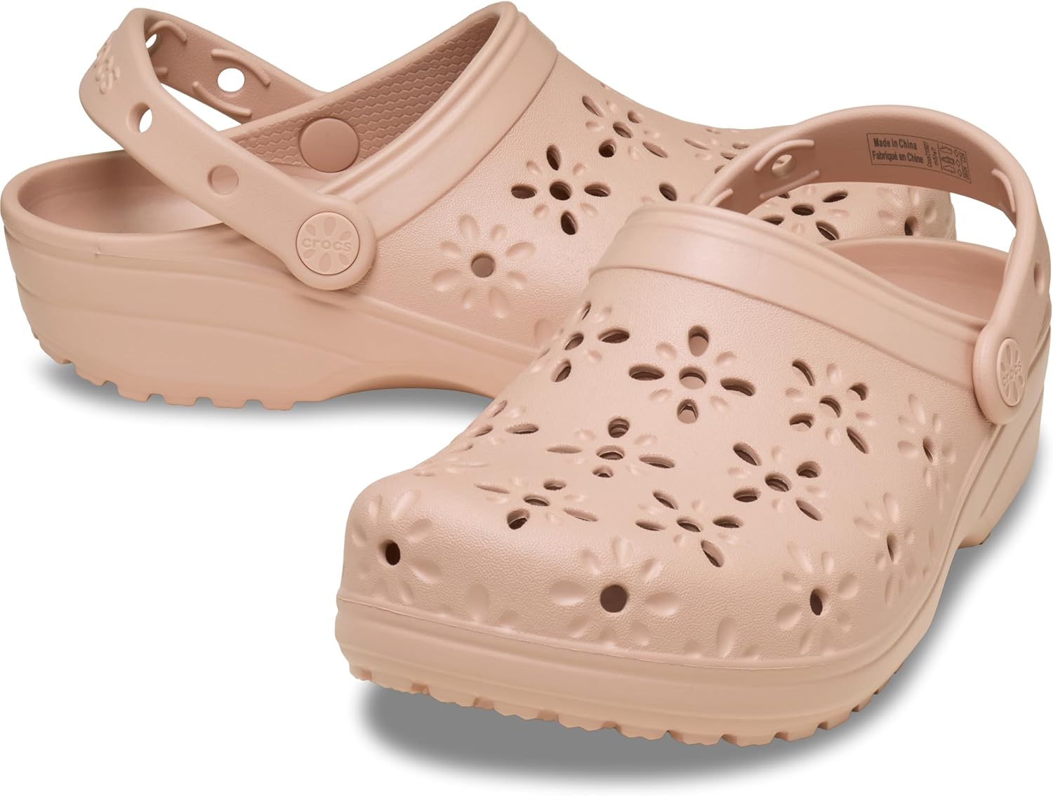 Унисекс сабо Crocs Classic с цветочным вырезом, розовый — фото 3