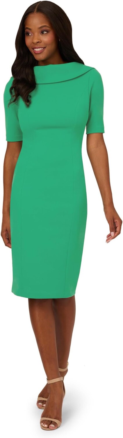 

Платье Adrianna Papell Roll Neck Sheath Collar Dress w/V-Back, цвет Botanic Green