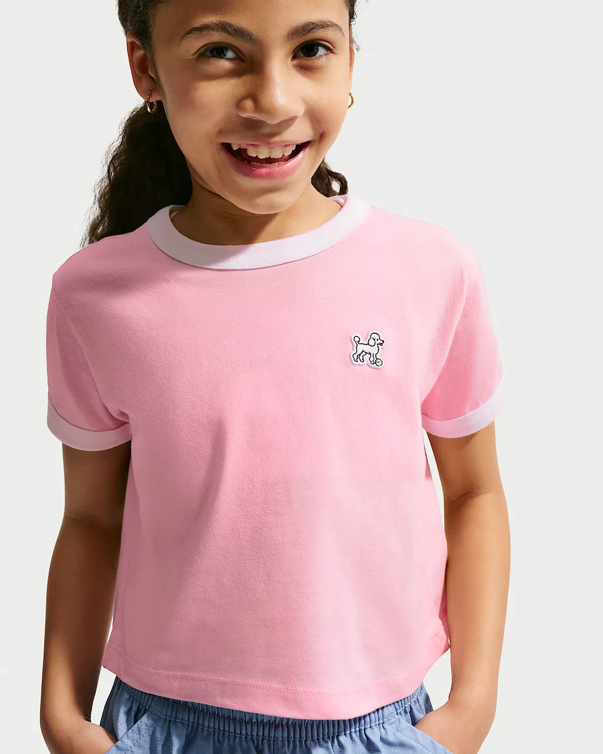 Детская укороченная футболка Nike Sportswear, Medium Soft Pink/White — фото 3