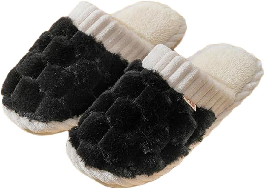 

Женские и мужские удобные зимние тапочки из искусственного меха, пушистые, теплые, плюшевые домашние тапочки с противоскользящей подошвой Jaderich, черный