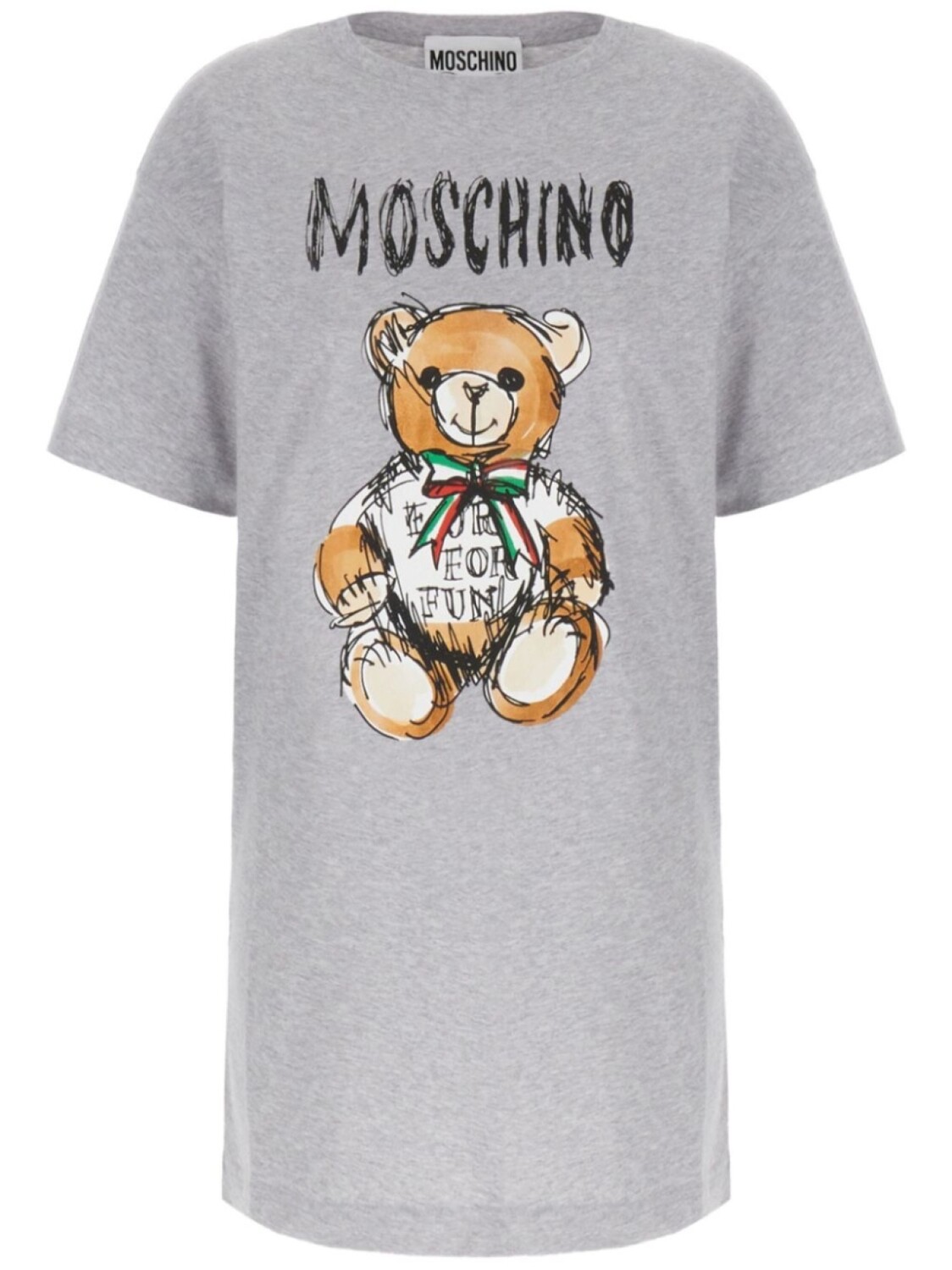 

Платье из хлопка с плюшевым мишкой Moschino, серый