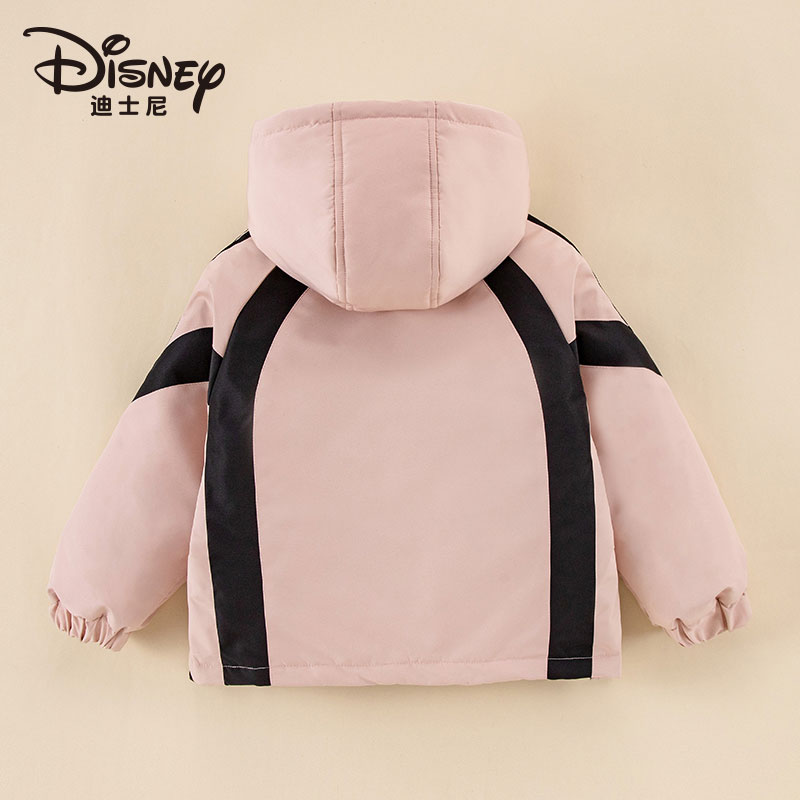 Модная минималистичная универсальная утепленная пуховик с капюшоном Disney, розовый — фото 2