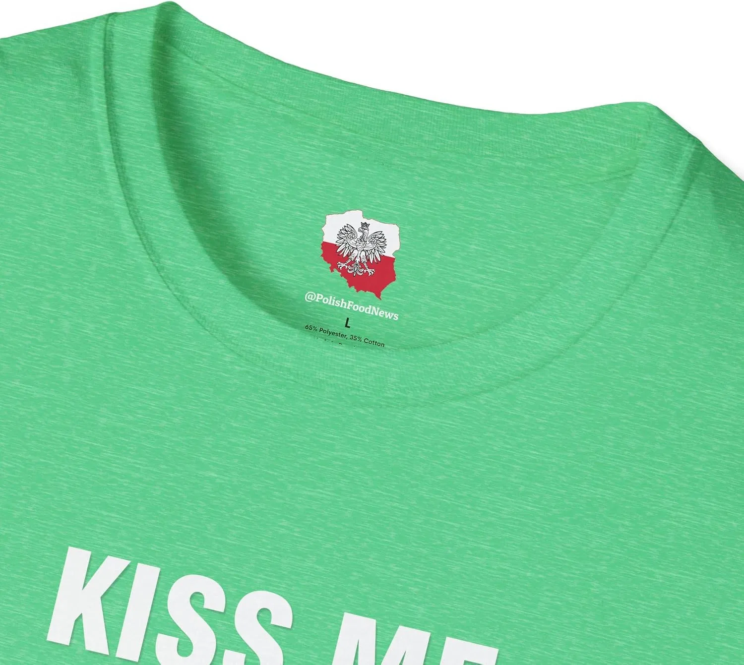 Футболка с принтом Kiss Me I'm Polish Gildan 64000, Heather Irish Green — фото 3