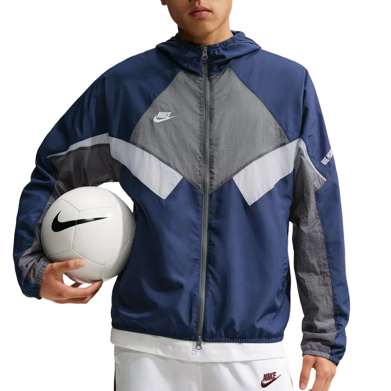 Мужская куртка Premier Repel Hooded Woven Track Jacket 'White Midnight Navy Iron Grey' Nike, White/Midnight Navy/Iron Grey/White — фото 3