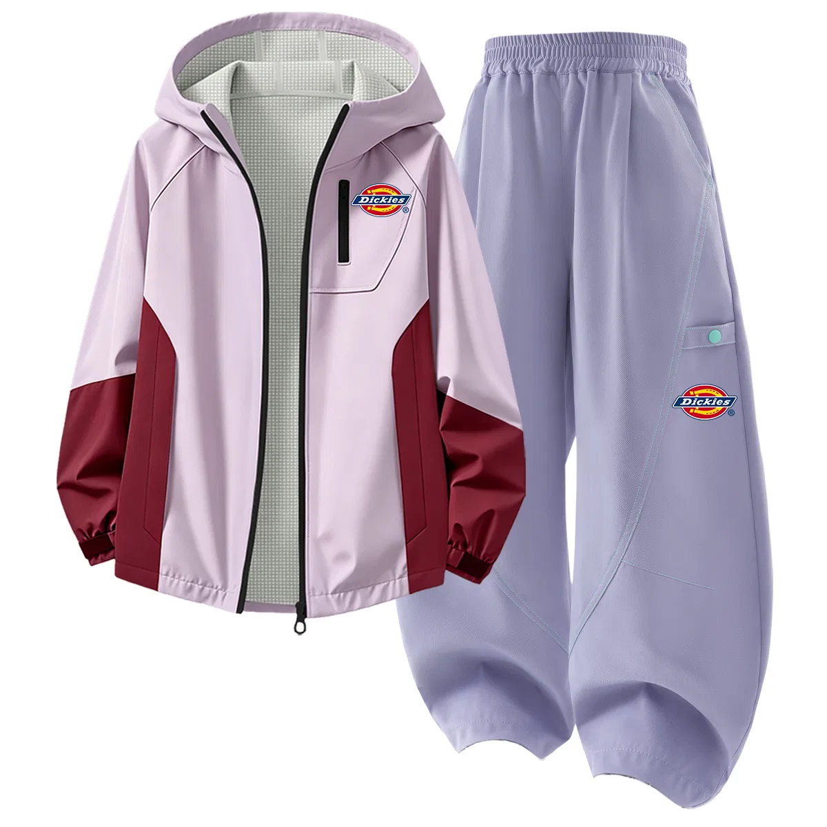 Детский спортивный костюм с капюшоном Dickies, Silicone Standard K Cloud Cherry Blossom Pink+Silicone Standard K_Right Middle Light Leaf Purple