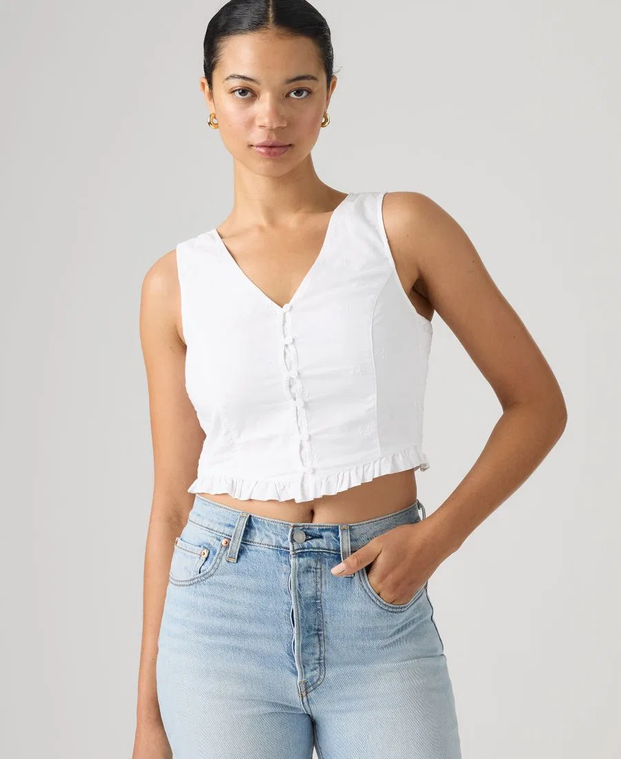 Блуза без рукавов с рюшей по низу Teagan Mini Eyelet Levi's, Mini Eyelet Bright White