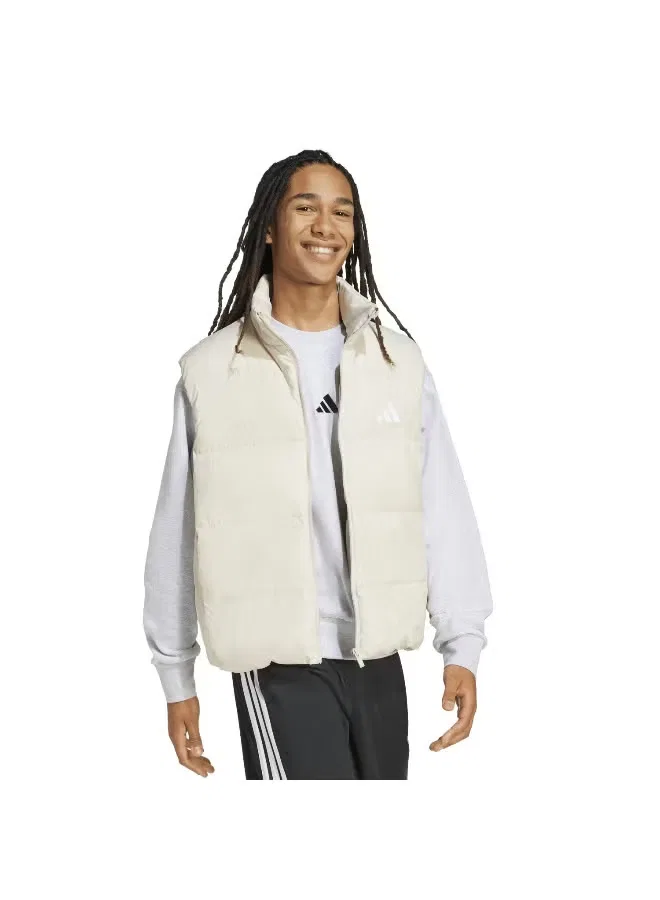Жилет утепленный с принтом Essentials climawarm 3-stripes Adidas, бежевый — фото 4