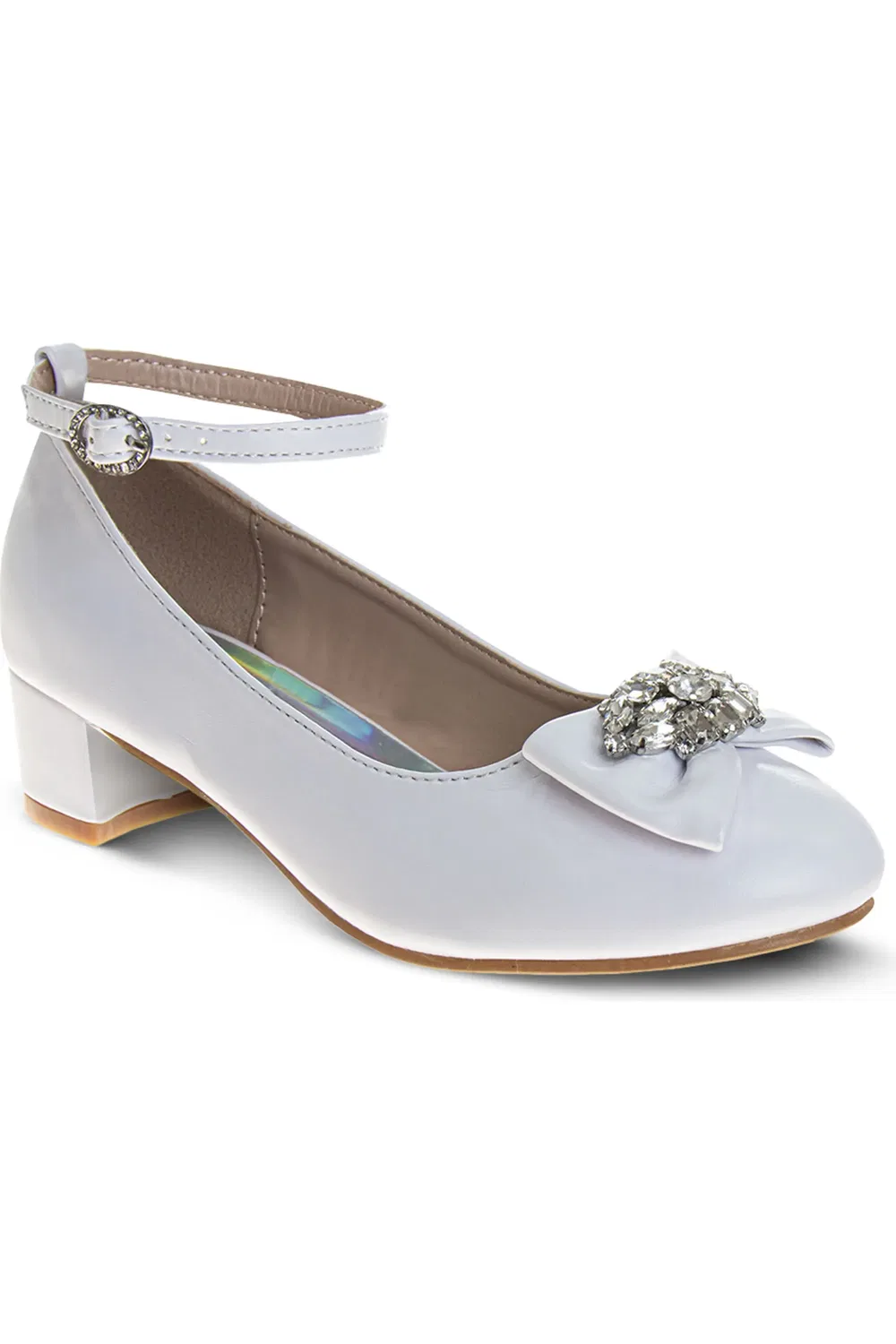 Туфли детские с пряжкой и бантом Ankle Strap Pump Badgley Mischka Collection, белый