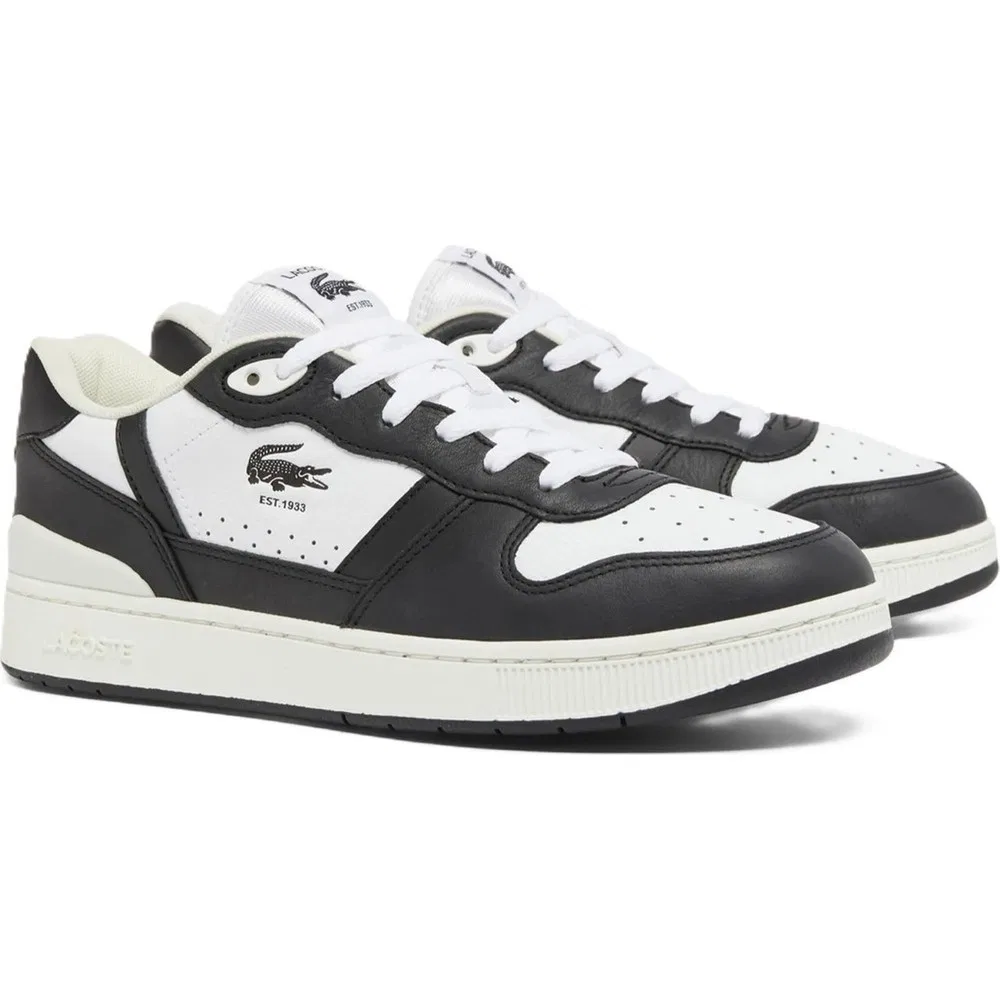 Детские кроссовки Lacoste T-Clip Set Leather из натуральной кожи, бело-черные — фото 2