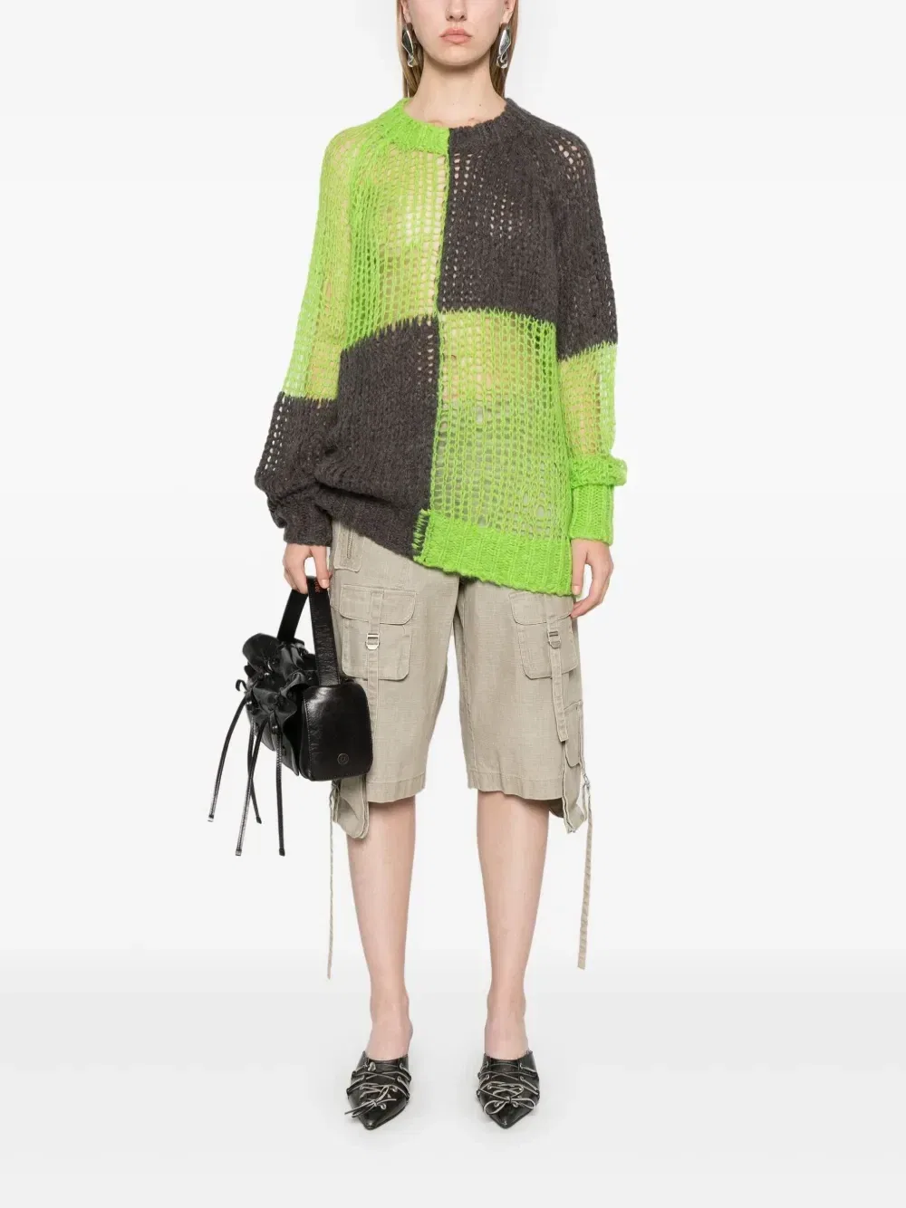 Свитер в клетку Acne Studios, зеленый — фото 2
