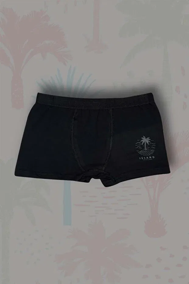 Детский комплект боксеров для мальчиков хлопковый с принтом 3-Piece boys' cotton island printed boxer set Gri Mor Tekstil, Gray/Charcoal/Navy Blue — фото 2