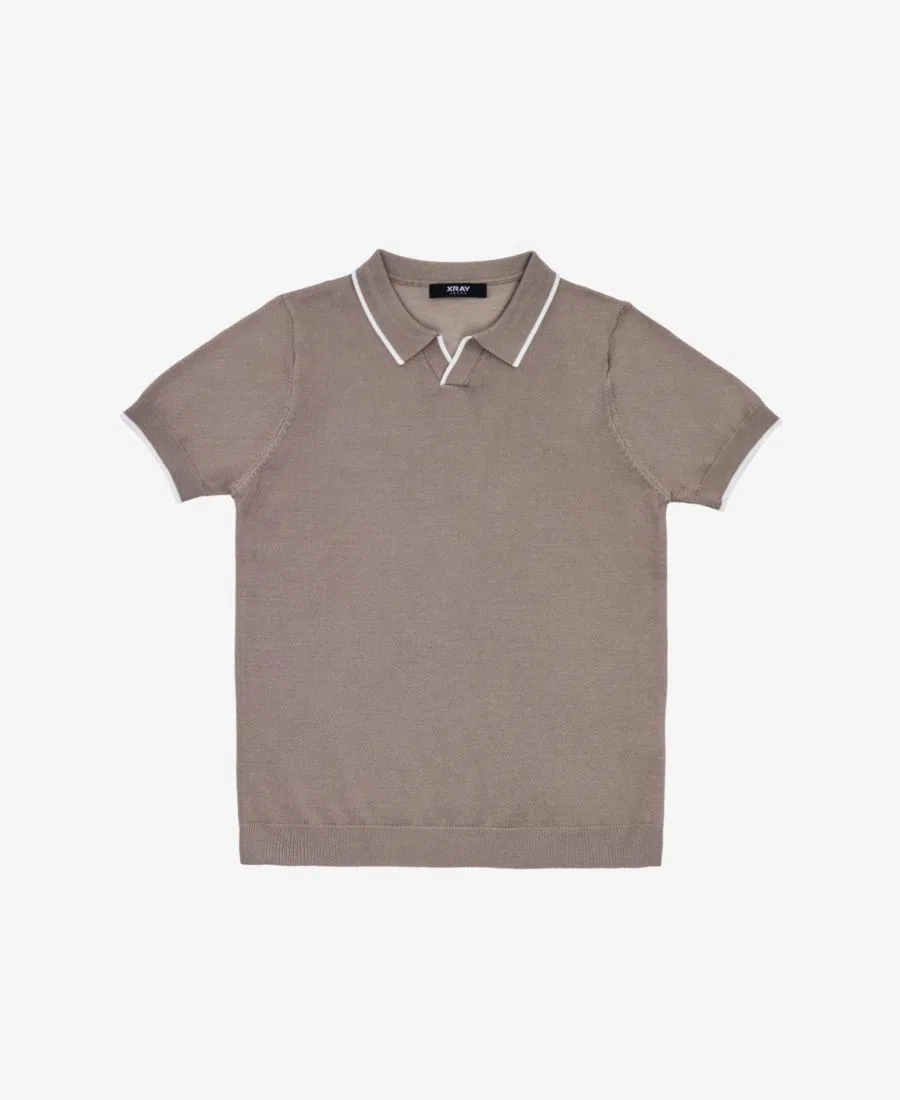 Детское поло для мальчиков с коротким рукавом Johnny Collar Short Sleeve Sweater Polo XRAY, Taupe