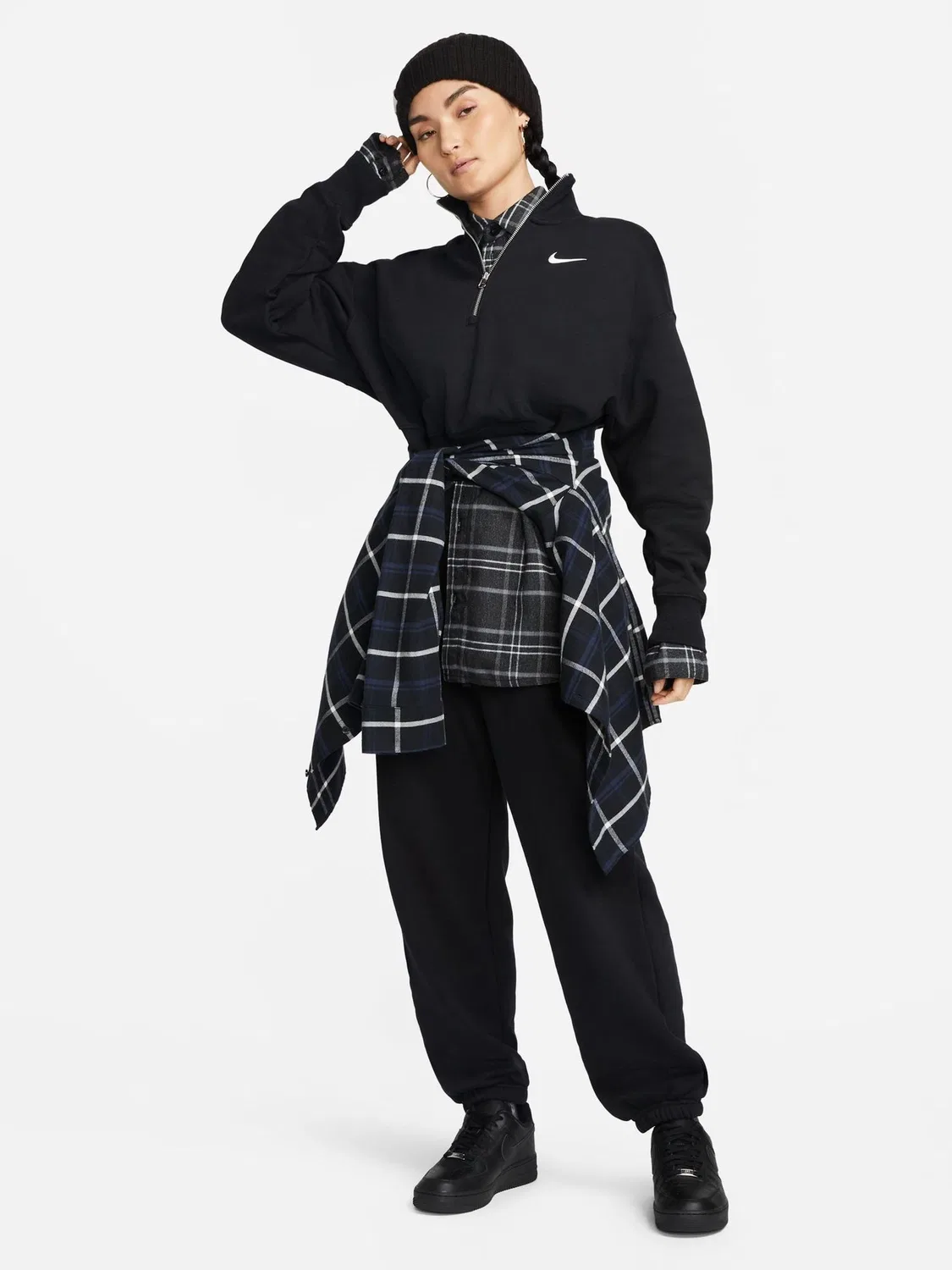 Толстовка с четверть-застежкой Nike Sportswear Phoenix Fleece, черный — фото 2