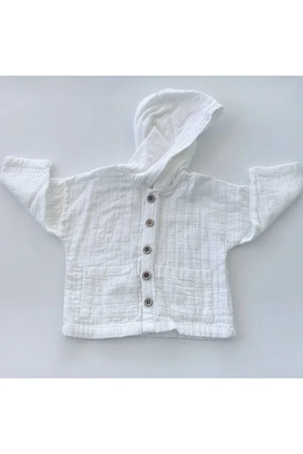 Детский кардиган для девочек с капюшоном Conroy hooded button-front tetra muslin Aydodo, White