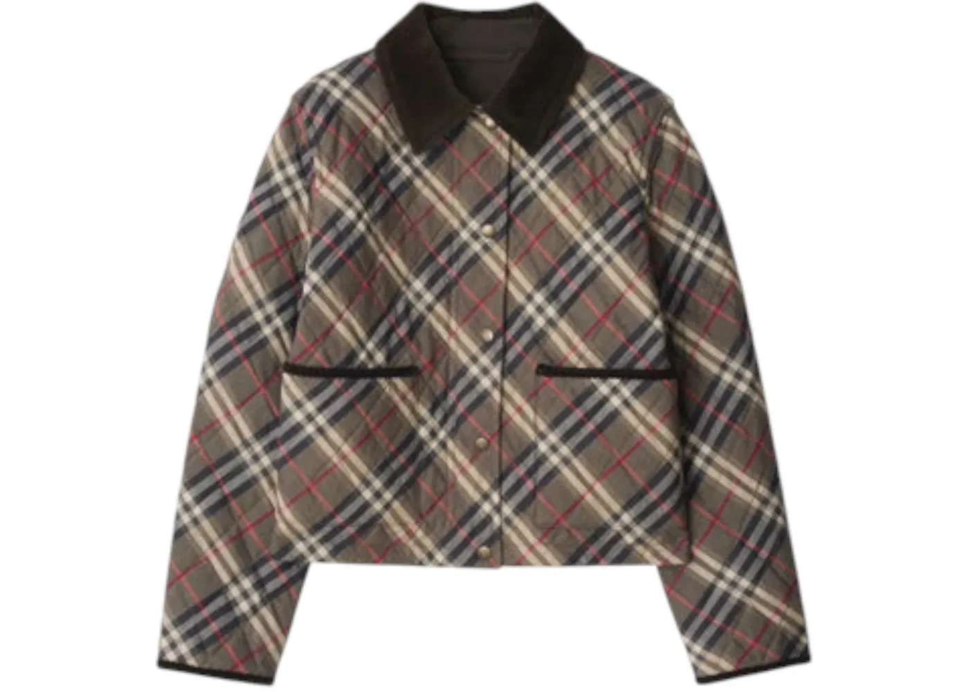 Женская куртка с клетчатым принтом Burberry, Moss Brown/Ink Grey