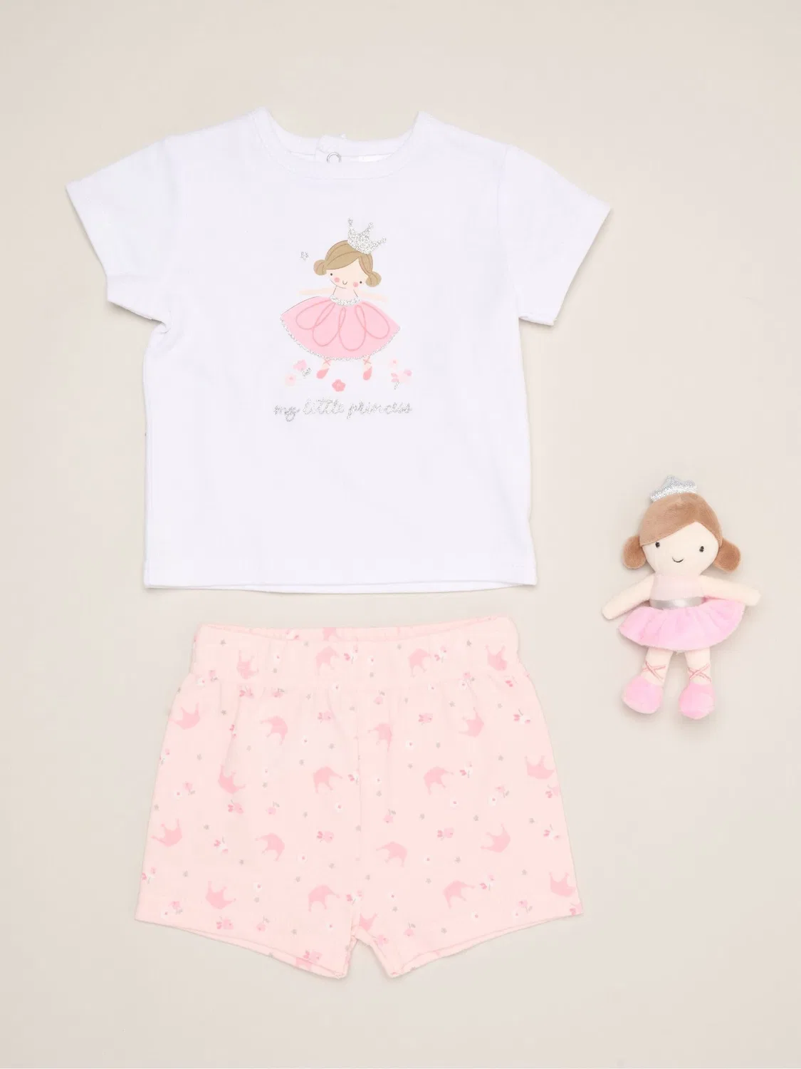 Комплект из футболки, шорт и игрушки, с динозаврами Rock-A-Bye Baby Boutique, розовый