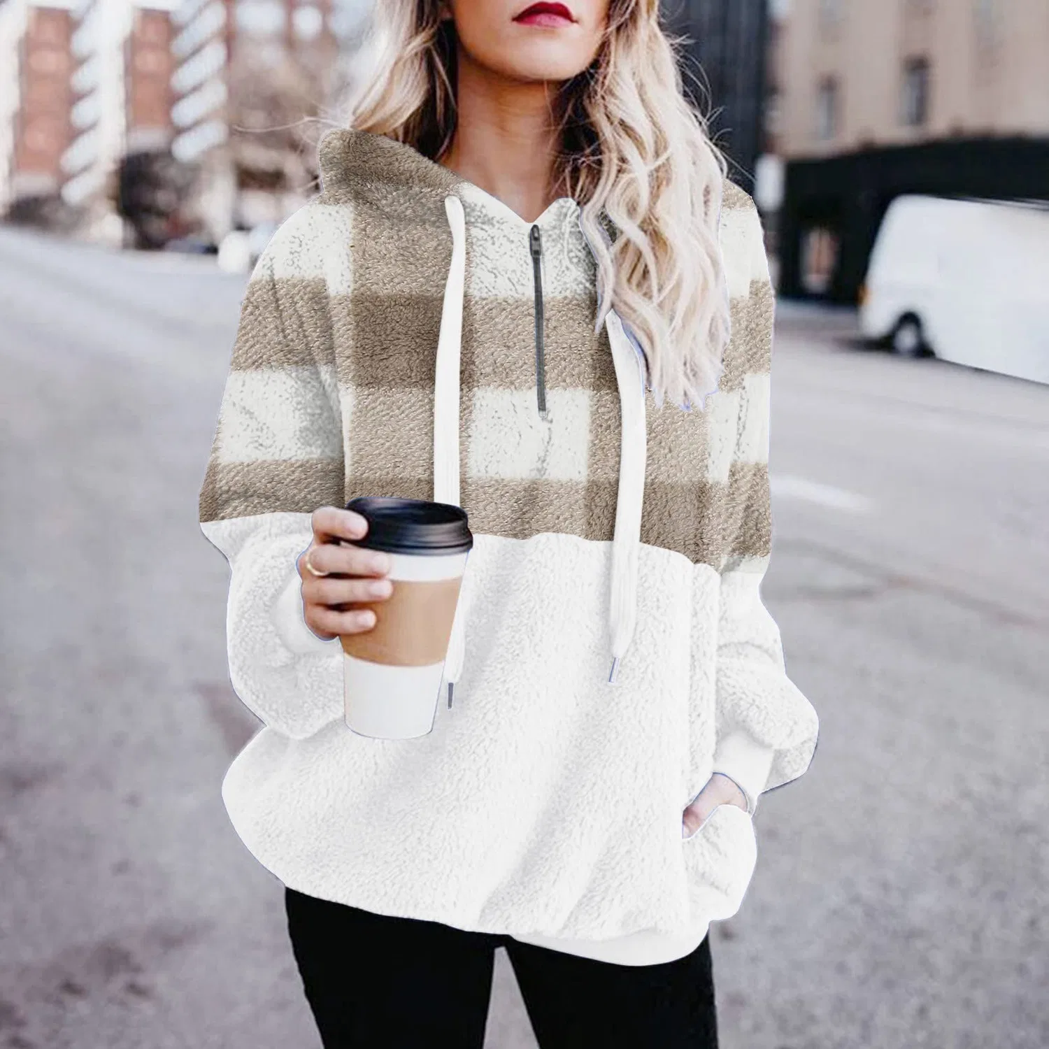 Женская куртка с капюшоном, с принтом, Oversize Hooded Winter Jackets, bianco — фото 2