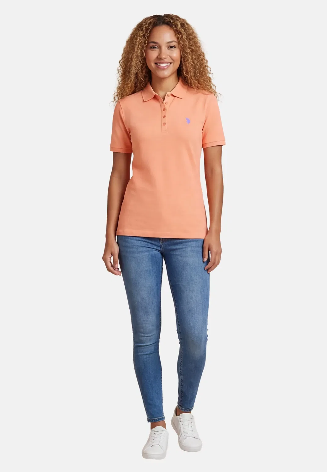 Женское поло классического кроша U.S. Polo Assn., Salmon — фото 3