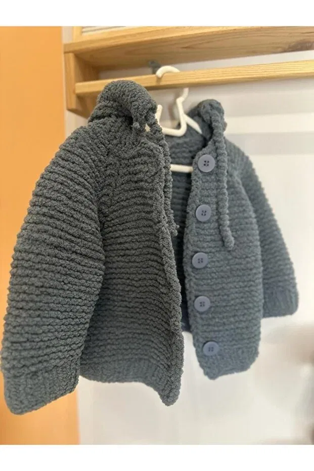 Детский кардиган на молнии с капюшоном Teddy bear cardigan Numistore, Gray — фото 3