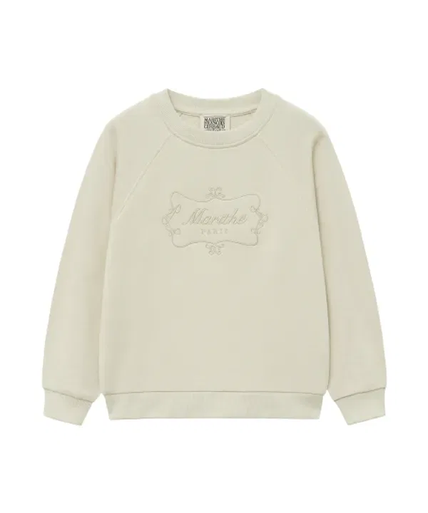 Свитшот с вышивкой, реглан, Enfant, Marithé Kids, слоновая кость