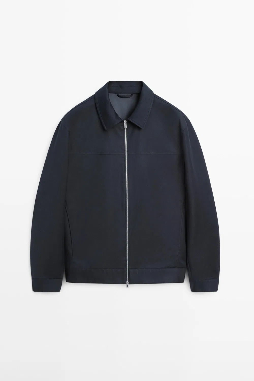 Куртка Massimo Dutti, из смесовой хлопковой ткани, темно-синий