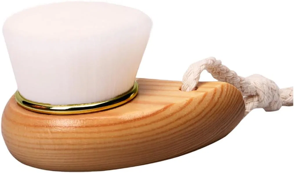 Щетка для лица с деревянной ручкой, Generisch, 8.5x4.5 см, Beige-White