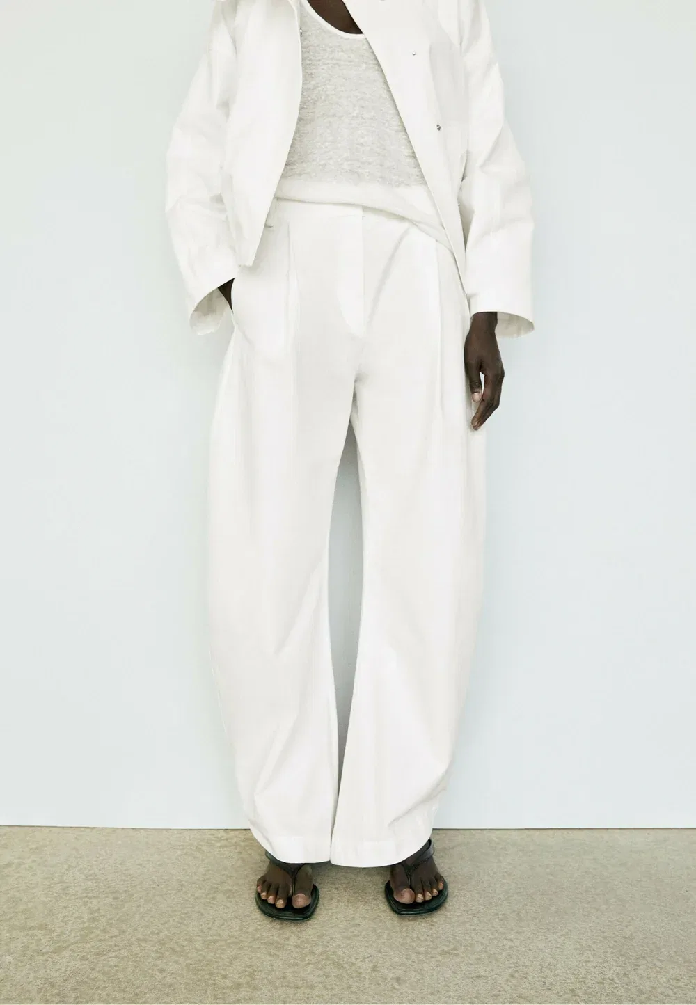Свободные брюки-костюм бочкообразного кроя Massimo Dutti, White