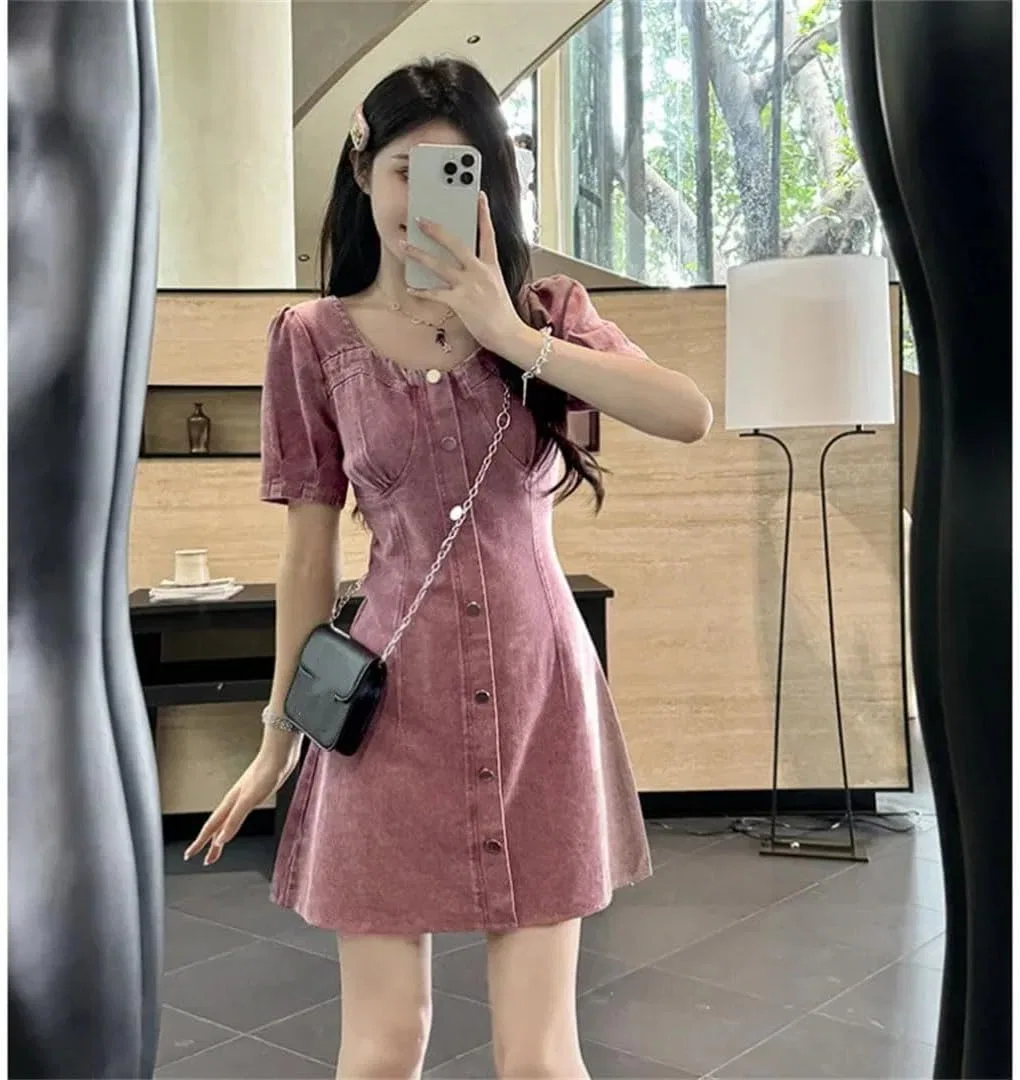 Женское джинсовое платье-рубашка с вышивкой A-line, Ankle-Length — фото 3