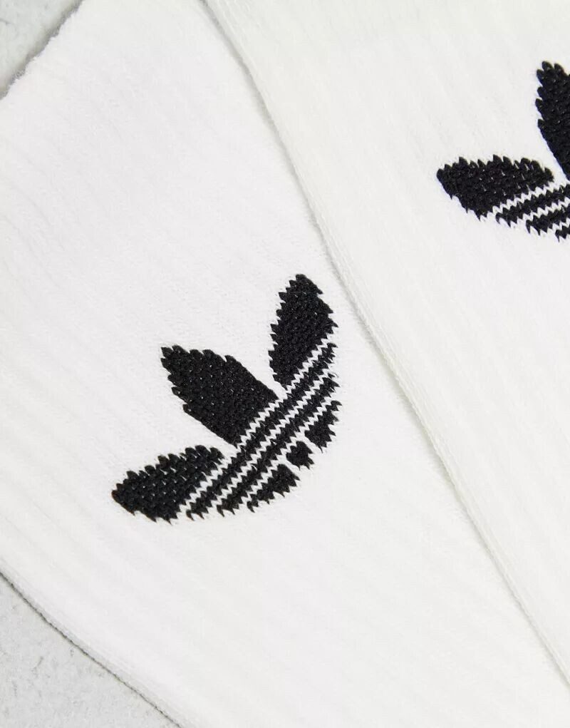 Набор из 6 белых носков adidas Originals trefoil с логотипом в виде трилистника — фото 2