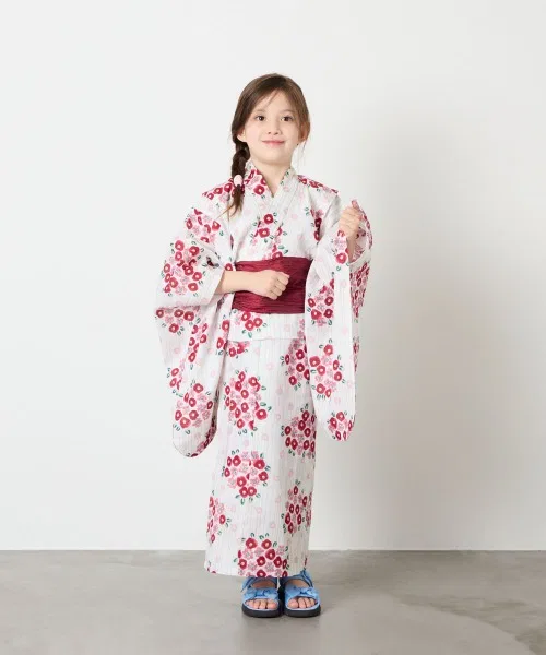 Детское кимоно-юката с принтом, комплект из 2 предметов, модель ネイビー, a.v.v, Navy — фото 3