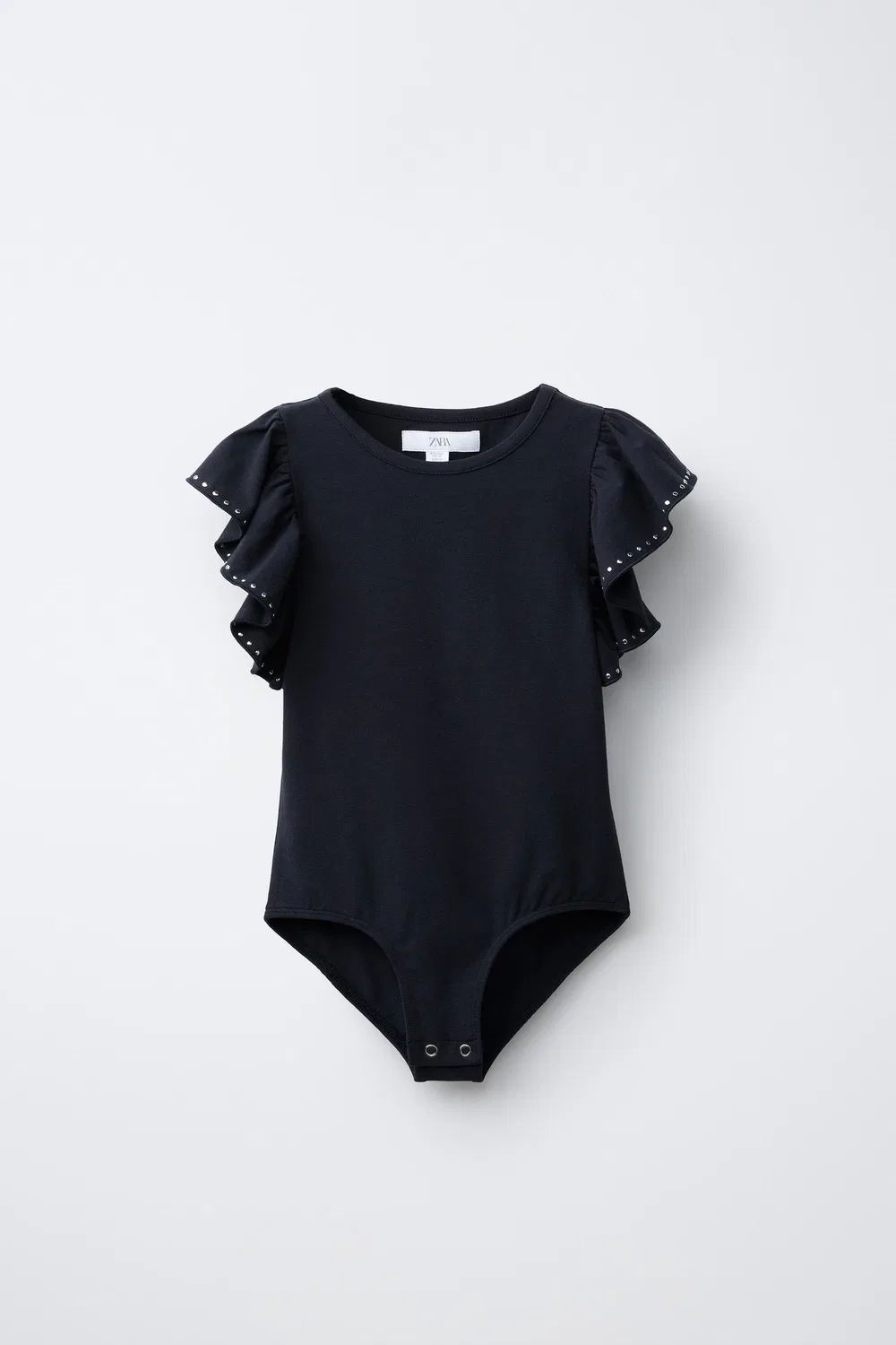Боди из смеси модала с оборками и заклепками ZARA, Dark Anthracite