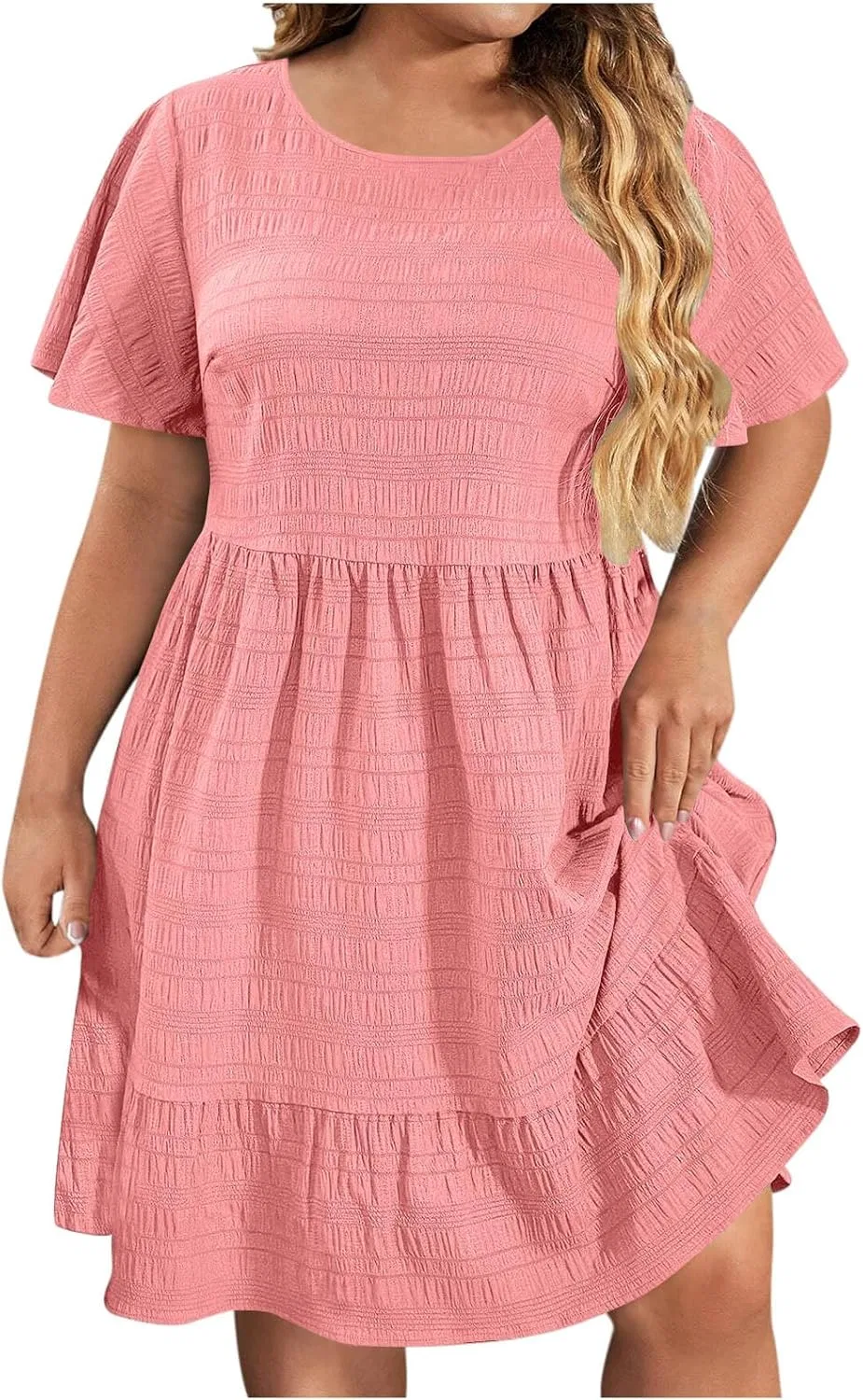 Женское пляжное платье с воланами богемное Plus Size, Pink
