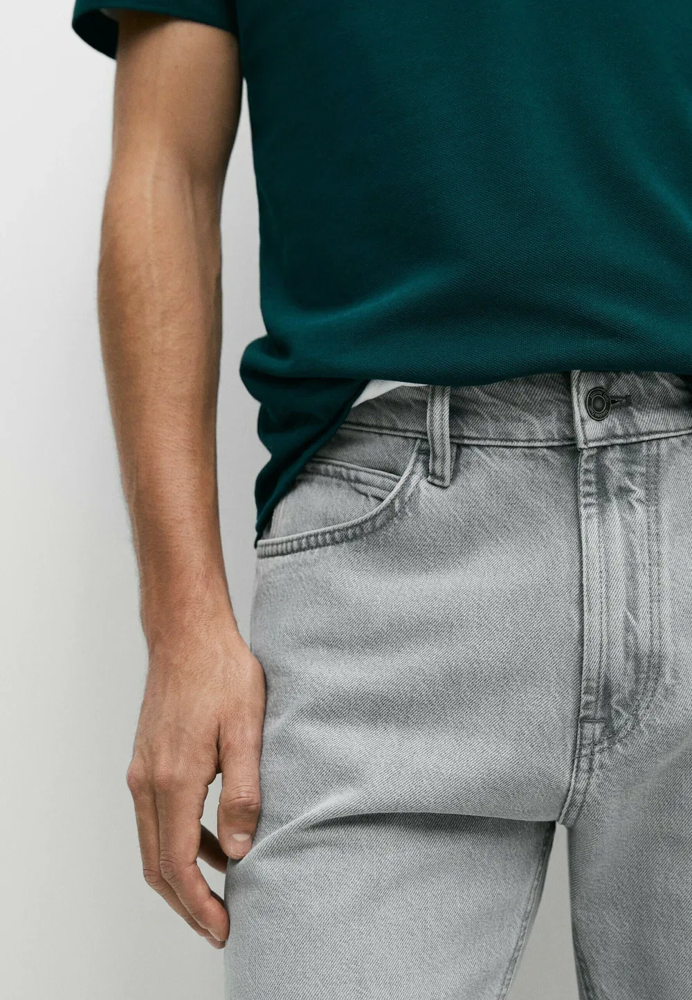 Джинсы зауженного кроя - джинсы прямого кроя Massimo Dutti, Grey — фото 4