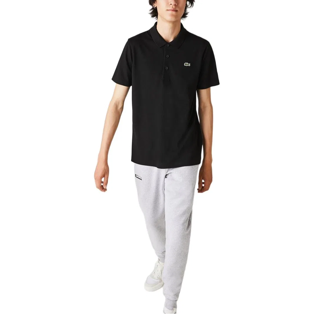 Поло Lacoste мужское, хлопковое пике, черный — фото 2