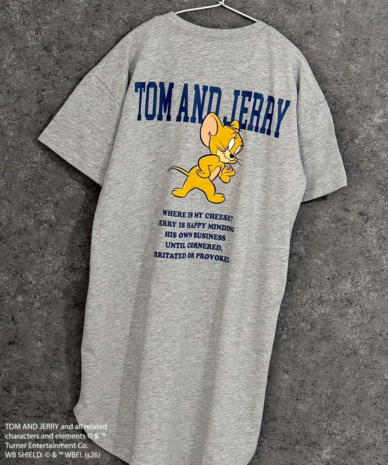 Детское хлопковое платье с коротким рукавом оверсайз TOM&JERRY, Heather Grey