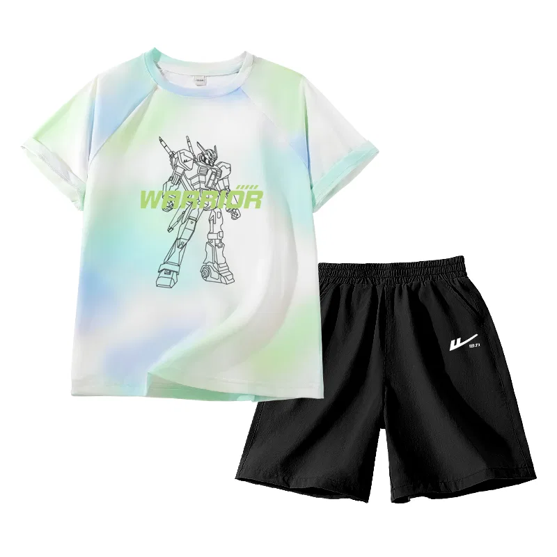 Детский спортивный комплект с принтом Blue Green/H Horizontal Armor-Black/H Silicone White K WARRIOR