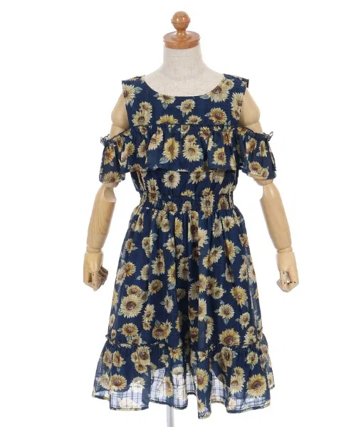 Детское платье с принтом подсолнухов, модель Sunflower, axes femme, Navy — фото 2