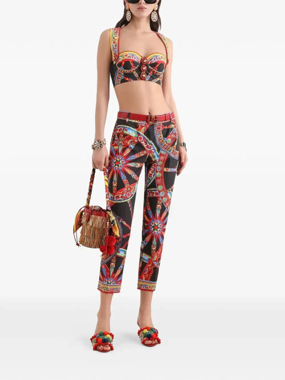 Поплиновые брюки с принтом Carretto Dolce & Gabbana, черный — фото 2