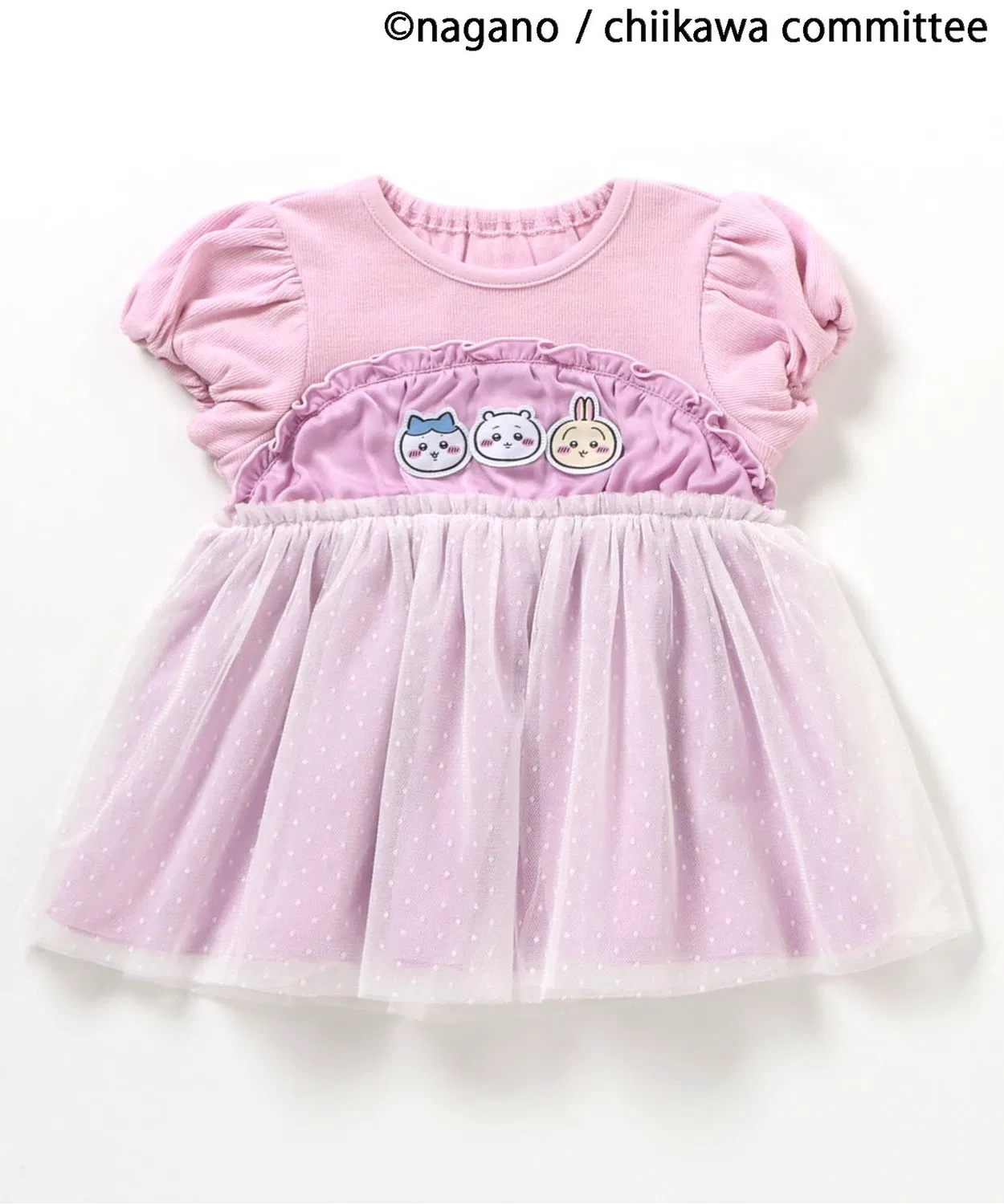 Детская футболка с принтом Chiikawa из хлопка с тюлем, модель Chiffon Dock, apres les cours, Pink — фото 2