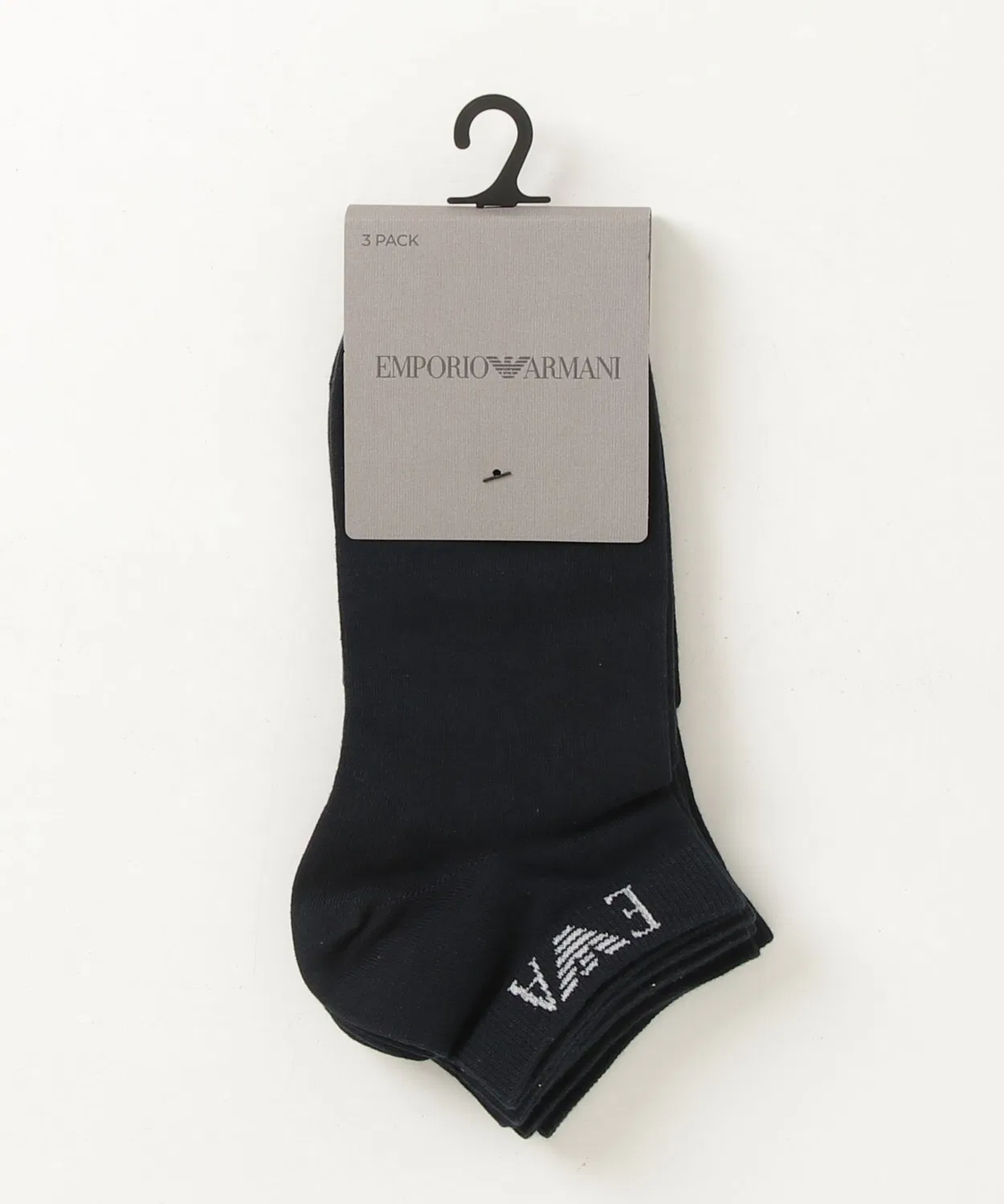 Мужские носки-слипоны с монограммой, комплект из 3 пар EMPORIO ARMANI, Navy — фото 4
