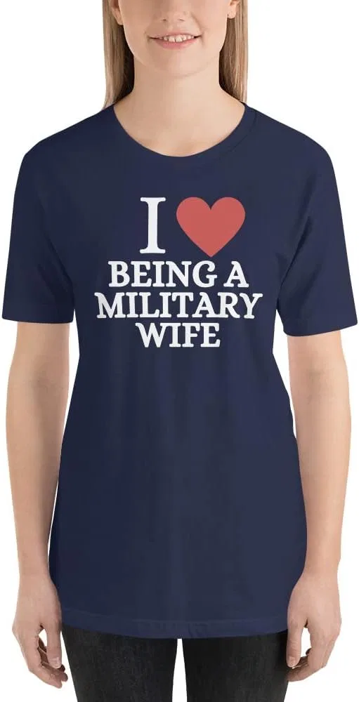 Футболка с принтом I Love Being a Military Wife 3001, Navy