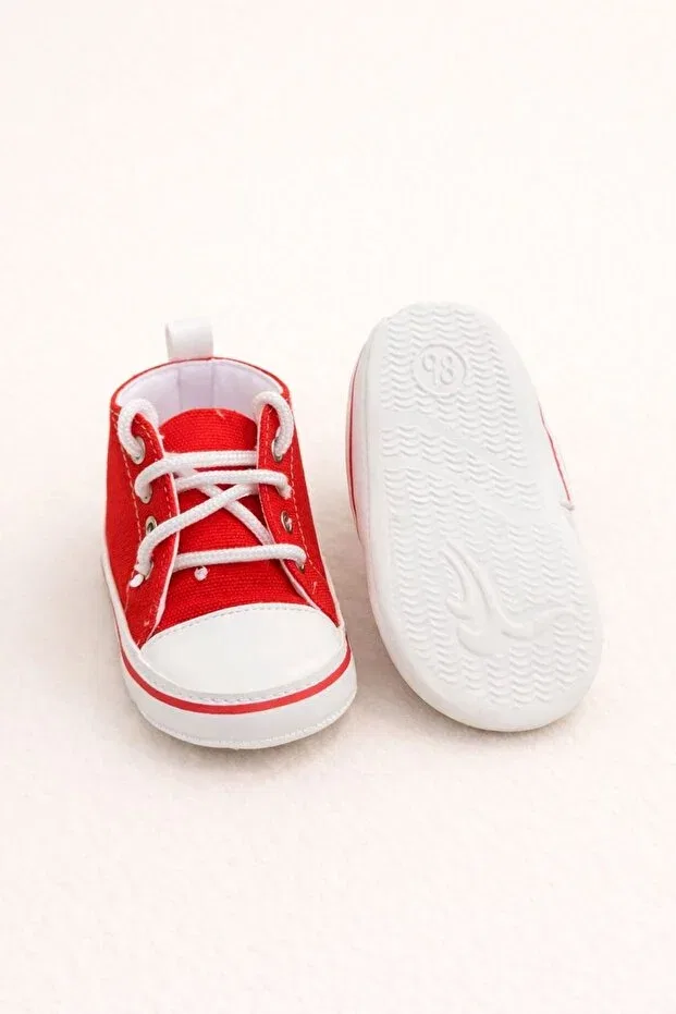 Детские туфли для девочек хлопковые Convers Baby First Step Shoes Minissa, Red — фото 4