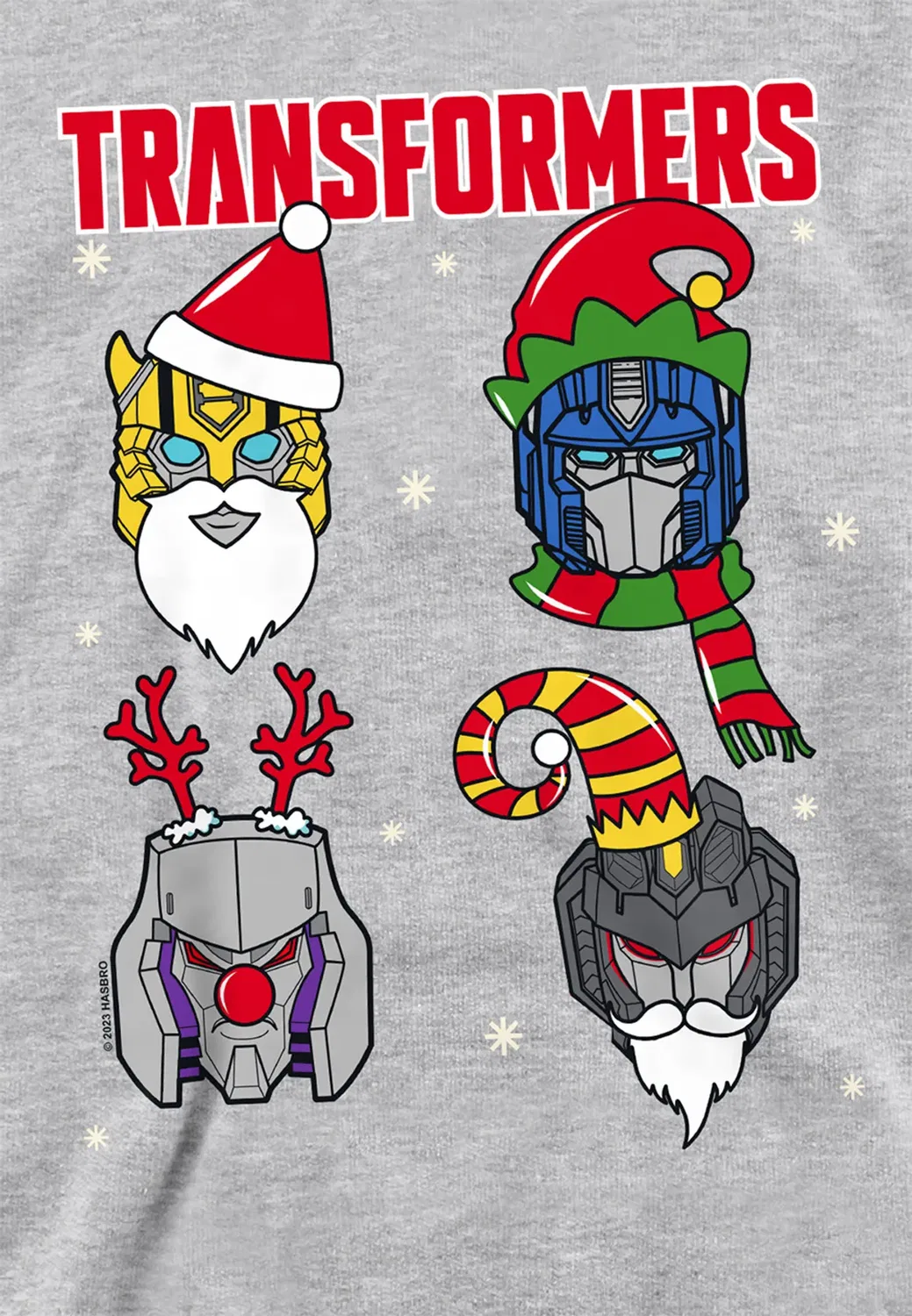Детский худи с рождественскими роботами Transformers Santa Robots Hasbro, Grey — фото 2