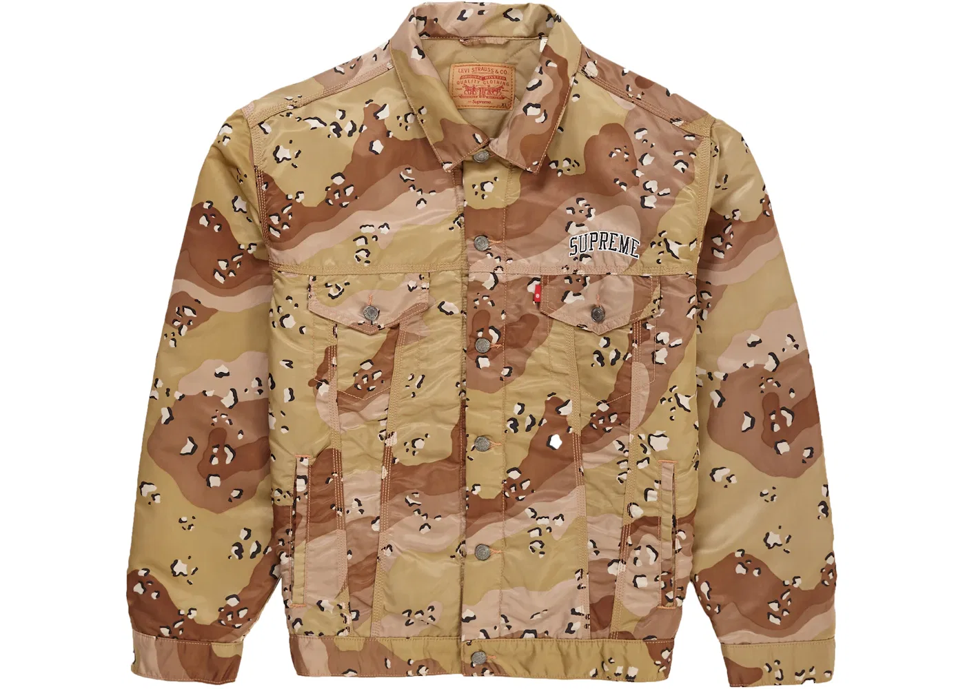 Мужская куртка-трекер с камуфляжным принтом Supreme Trucker Jacket, Chocolate Chip Camo