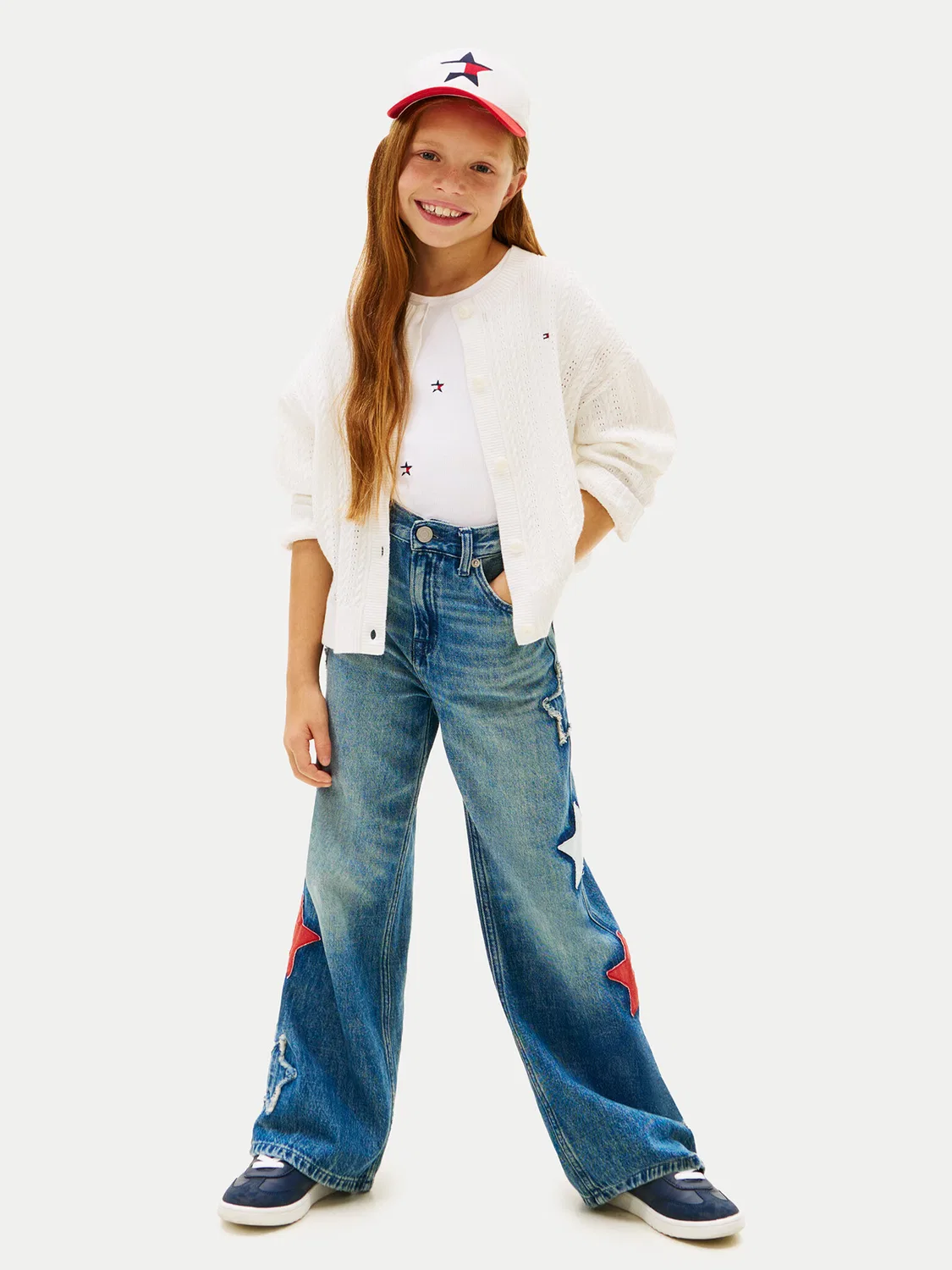Кардиган свободного кроя для девочки Tommy Hilfiger, белый — фото 2