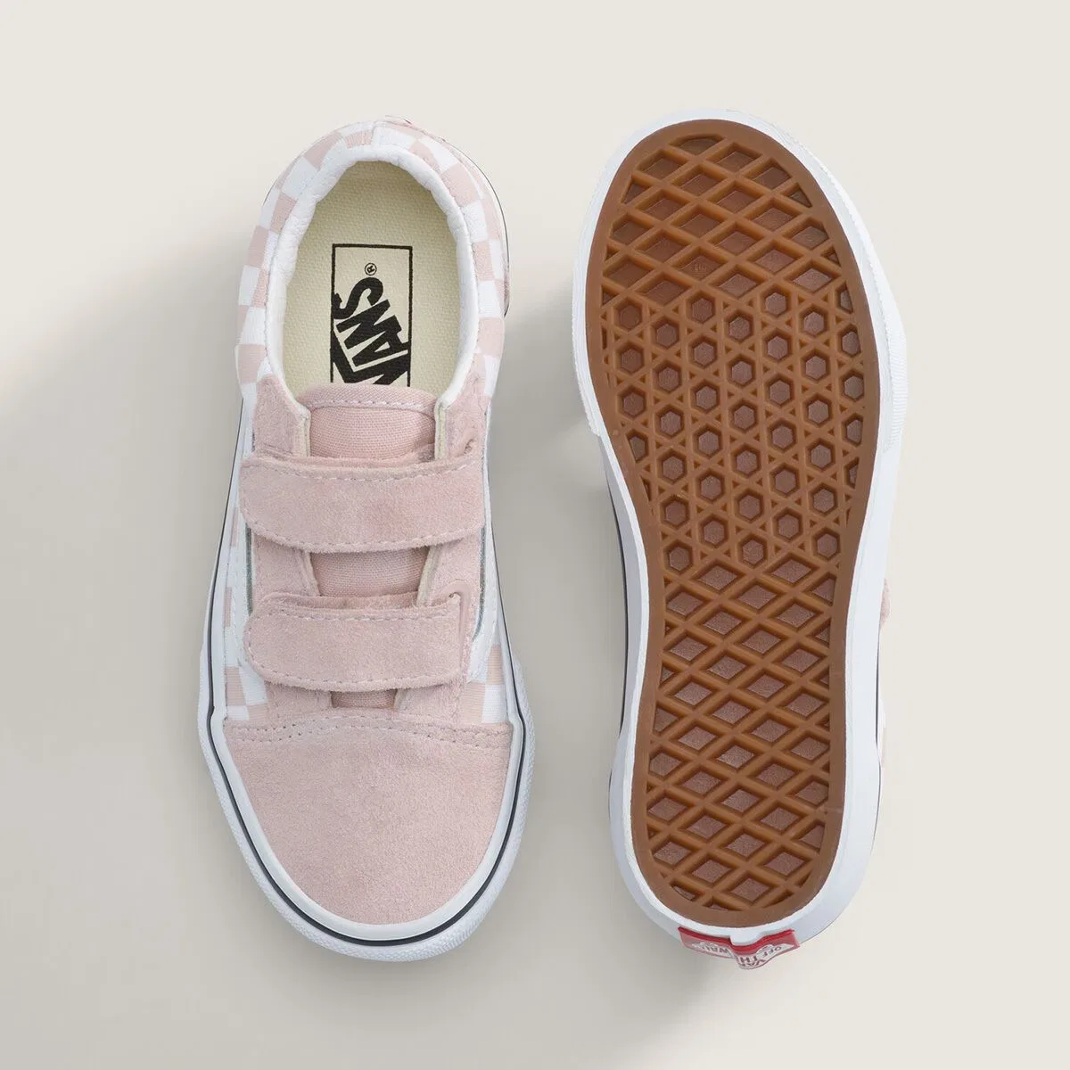 Детские кеды для мальчиков Old Skool V Vans, Color Theory Checkerboard Sepia Rose — фото 3