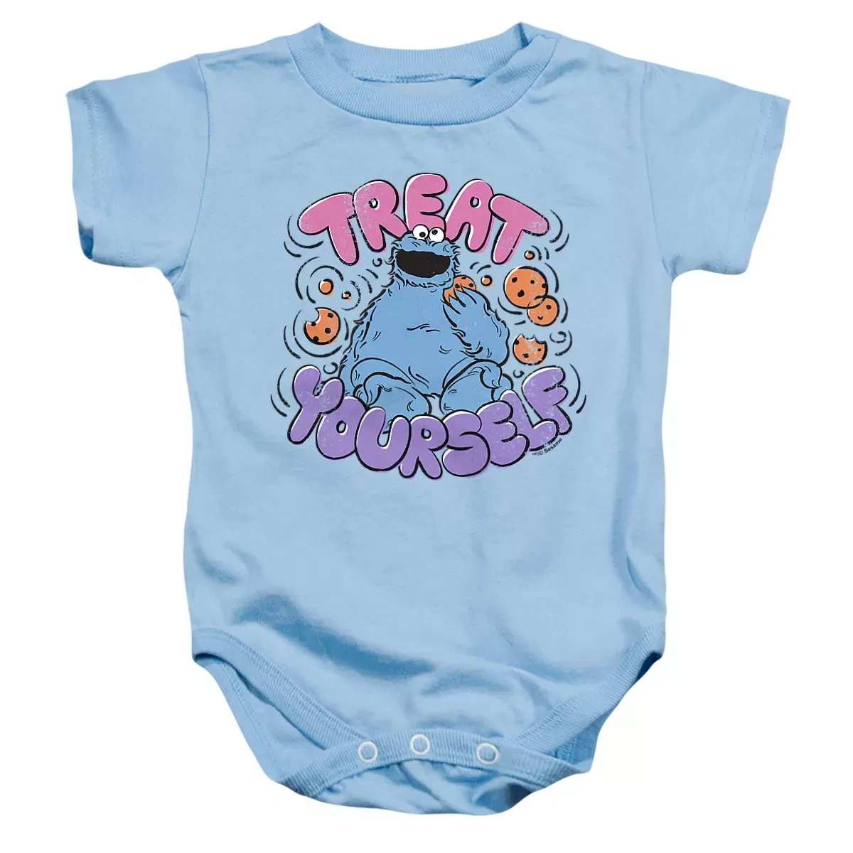 Детское боди с коротким рукавом Sesame Street Cookie Monster Treat Yourself, Light Blue