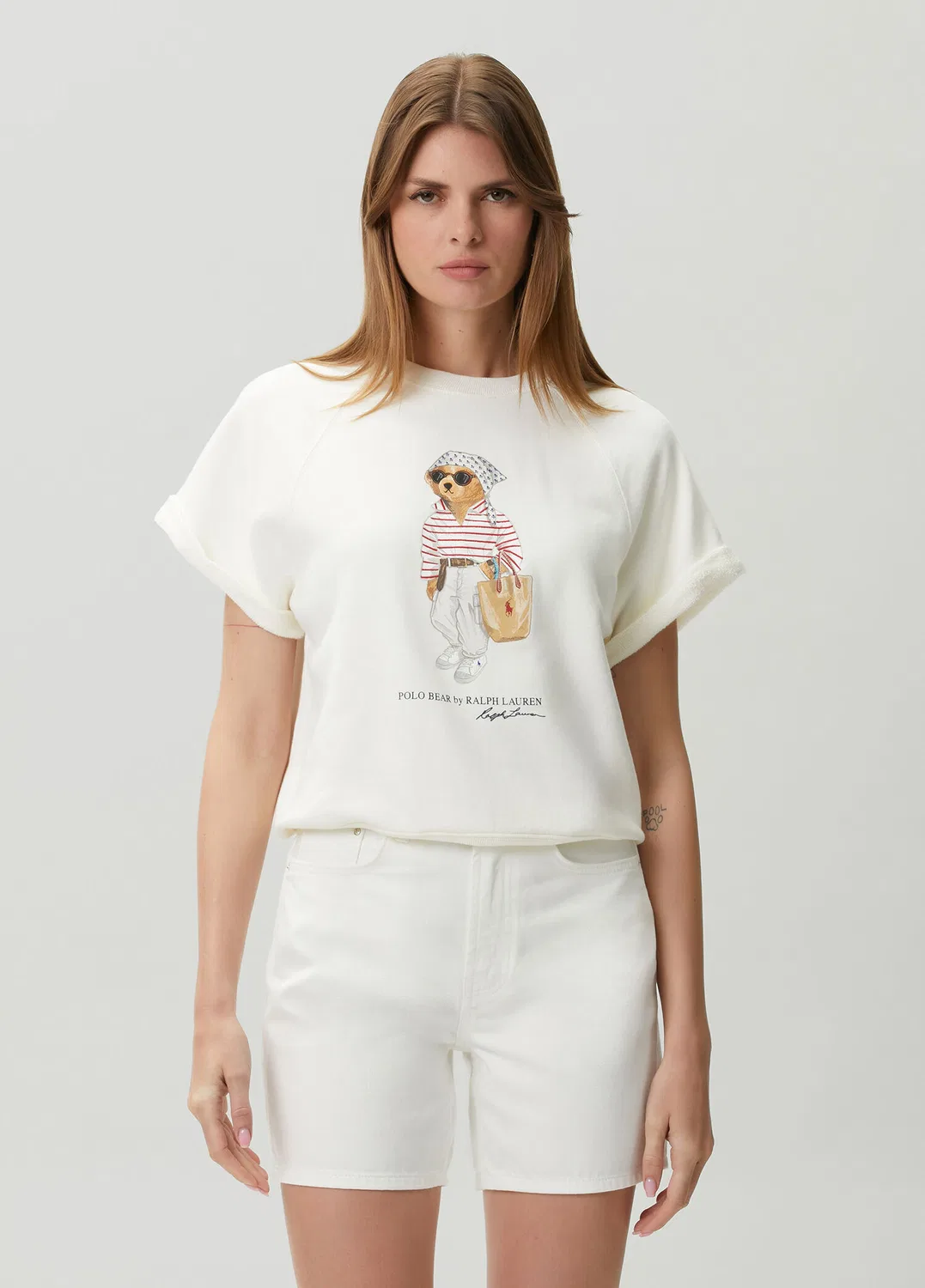 Свитшот с принтом медведя Polo Ralph Lauren, broken white — фото 3