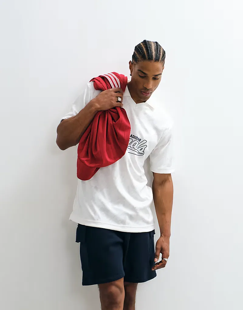Жаккардовая футболка Adidas Originals, белый — фото 4